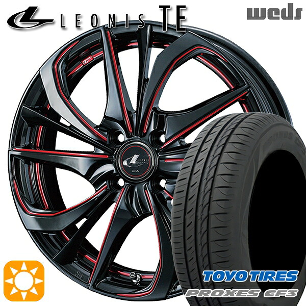 【取付対象】165/55R15 75V トーヨー プロクセス CF3 Weds レオニス TE BK/SC[RED] (ブラック/SCマシニング[レッド]) 15インチ 4.5J 4H100 サマータイヤホイールセット ｜格安タイヤホイールジャストパーツ