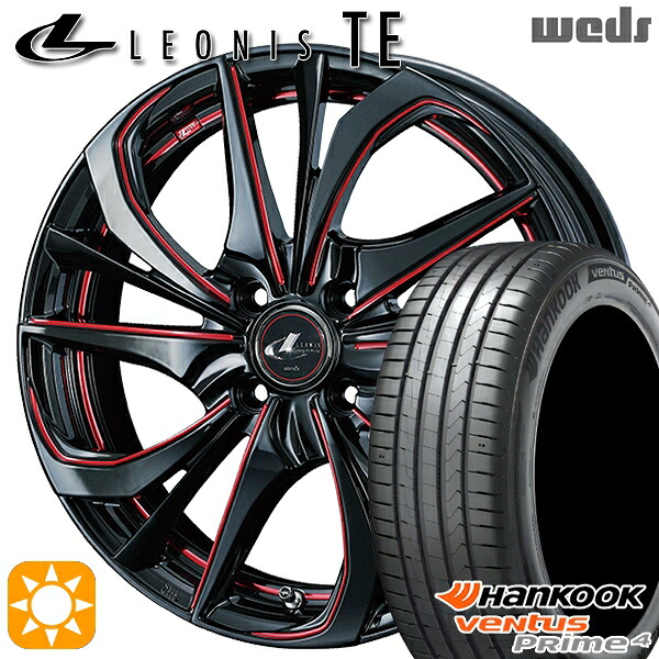 【取付対象】205/45R17 88V XL ハンコック veNtus PRime4 K135 Weds レオニス TE BK/SC[RED] (ブラック/SCマシニング[レッド]) 17インチ 6.5J 4H100 サマータイヤホイールセット