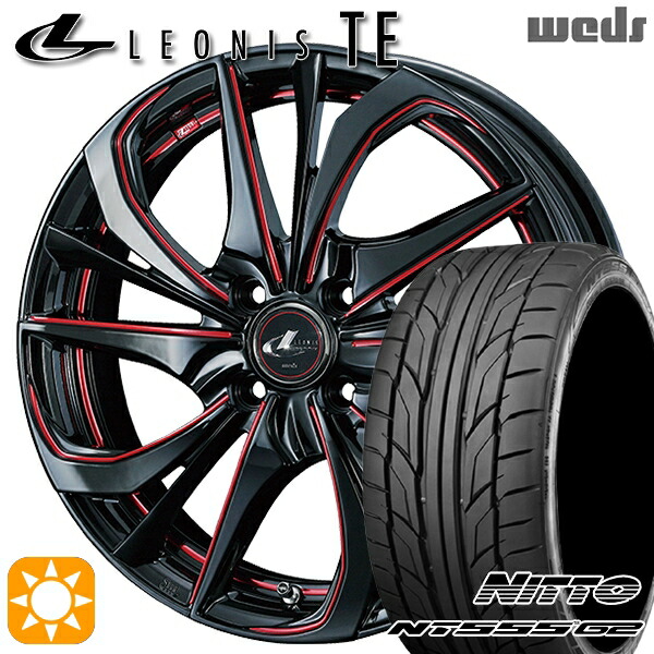 【取付対象】マツダ2 ノート 205/45R17 88W XL ニットー NT555 G2 Weds レオニス TE BK/SC[RED] (ブラック/SCマシニング[レッド]) 17インチ 6.5J 4H100 サマータイヤホイールセット