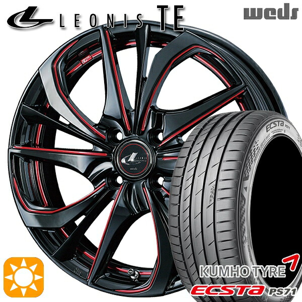 【取付対象】マツダ2 ノート 205/45R17 88W XL クムホ エクスタ PS71 Weds レオニス TE BK/SC[RED] (ブラック/SCマシニング[レッド]) 17インチ 6.5J 4H100 サマータイヤホイールセット