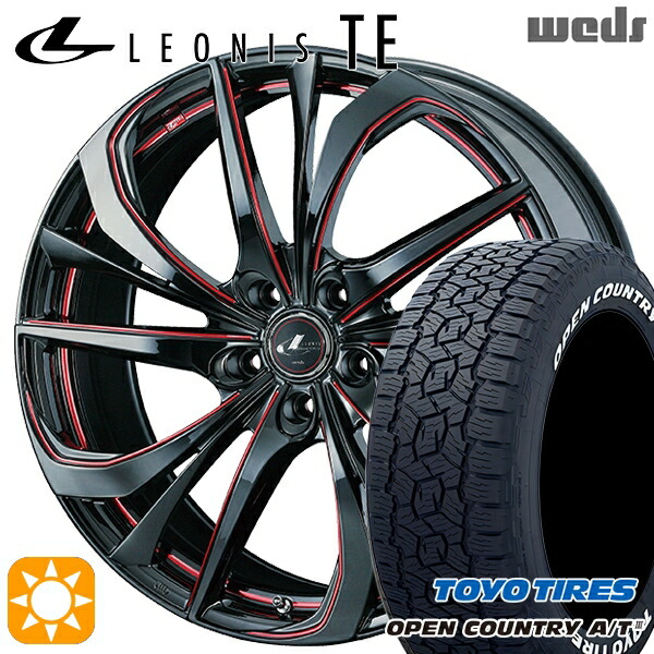 【取付対象】245/65R17 111H XL トーヨー オープンカントリーA/T3 ホワイトレター Weds レオニス TE BK/SC[RED] (ブラック/SCマシニング[レッド]) 17インチ 7.0J 5H114.3 サマータイヤホイールセット