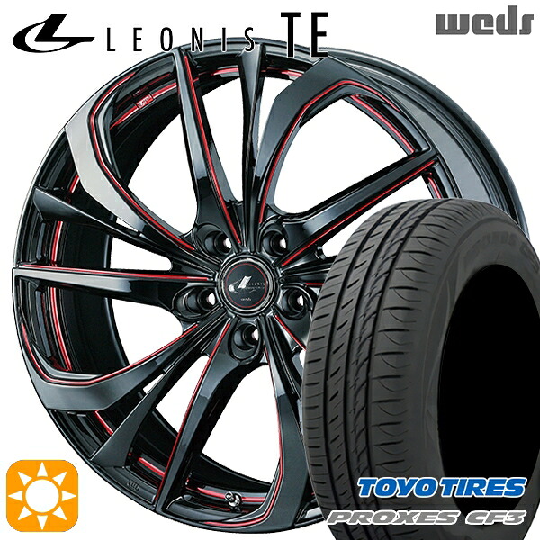 【取付対象】アクセラ アテンザ 215/45R18 93W XL トーヨー プロクセス CF3 Weds レオニス TE BK/SC[RED] (ブラック/SCマシニング[レッド]) 18インチ 7.0J 5H114.3 サマータイヤホイールセット