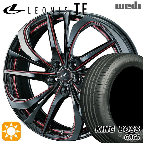 【取付対象】215/55R17 98W XL キングボス G866 Weds レオニス TE BK/SC[RED] (ブラック/SCマシニング[レッド]) 17インチ 7.0J 5H114.3 サマータイヤホイールセット ｜格安タイヤホイールジャストパーツ