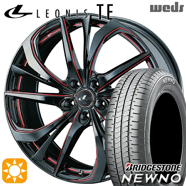 【取付対象】225/50R17 94V ブリヂストン ニューノ Weds レオニス TE BK/SC[RED] (ブラック/SCマシニング[レッド]) 17インチ 7.0J 5H114.3 サマータイヤホイールセット ｜格安タイヤホイールジャストパーツ