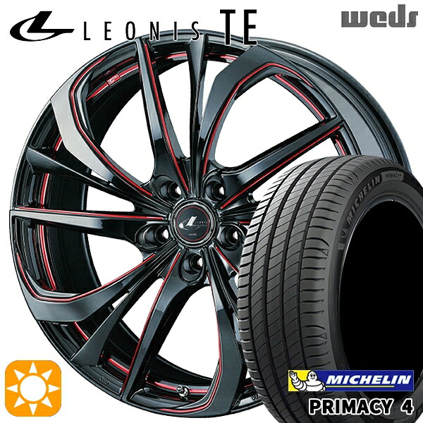 【取付対象】マークX レクサスIS 235/40R19 96W XL VOL ミシュラン プライマシー4 Weds レオニス TE BK/SC[RED] (ブラック/SCマシニング[レッド]) 19インチ 8.0J 5H114.3 サマータイヤホイールセット