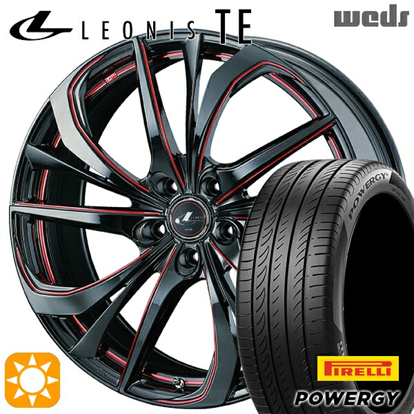 【取付対象】245/45R19 102W XL ピレリ パワジー Weds レオニス TE BK/SC[RED] (ブラック/SCマシニング[レッド]) 19インチ 8.0J 5H114.3 サマータイヤホイールセット ｜格安タイヤホイールジャストパーツ