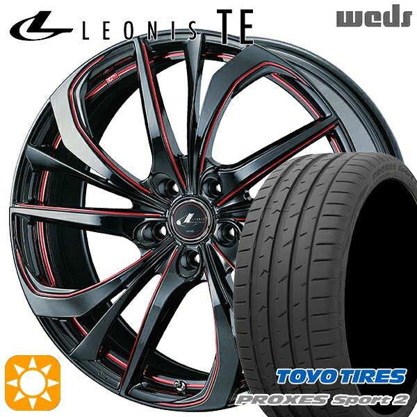【取付対象】225/35R19 88Y XL トーヨー プロクセススポーツ2 Weds レオニス TE BK/SC[RED] (ブラック/SCマシニング[レッド]) 19インチ 8.0J 5H114.3 サマータイヤホイールセット