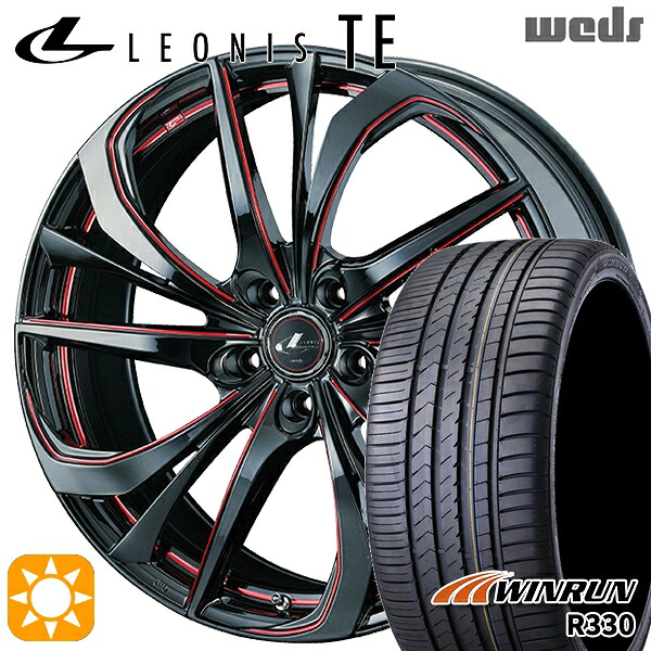 【取付対象】215/35R18 84W XL ウィンラン R330 Weds レオニス TE BK/SC[RED] (ブラック/SCマシニング[レッド]) 18インチ 7.0J 5H114.3 サマータイヤホイールセット ｜格安タイヤホイールジャストパーツ