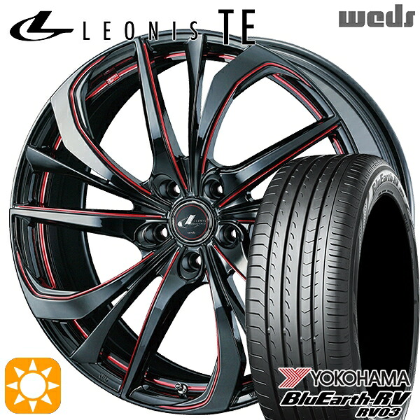【取付対象】アルファード ヴェルファイア 235/50R18 101V XL ヨコハマ ブルーアース RV03 Weds レオニス TE BK/SC[RED] (ブラック/SCマシニング[レッド]) 18インチ 8.0J 5H114.3 サマータイヤホイールセット ｜格安タイヤホイールジャストパーツ
