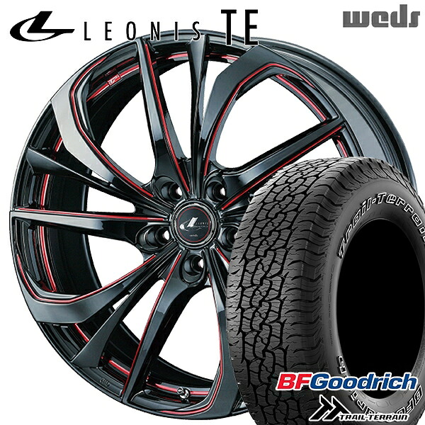 【取付対象】225/65R17 102T ORWL BFグッドリッチ トレールテレーン Weds レオニス TE BK/SC[RED] (ブラック/SCマシニング[レッド]) 17インチ 7.0J 5H114.3 サマータイヤホイールセット ｜格安タイヤホイールジャストパーツ
