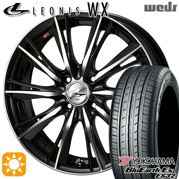 【取付対象】タフト 165/65R15 81S ヨコハマ ブルーアース ES32 Weds レオニス WX BKMC (ブラック ミラーカット) 15インチ 4.5J 4H100 サマータイヤホイールセット