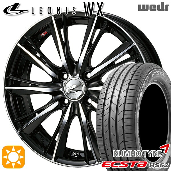 【取付対象】185/55R16 83V クムホ エクスタ HS52 Weds レオニス WX BKMC (ブラック ミラーカット) 16インチ 6.0J 4H100 サマータイヤホイールセット