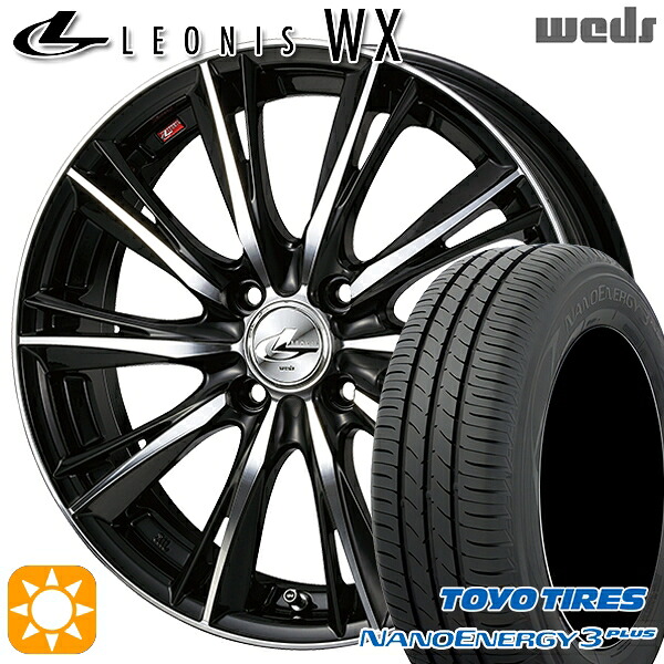 【取付対象】195/45R16 80W トーヨー ナノエナジー3プラス Weds レオニス WX BKMC (ブラック ミラーカット) 16インチ 6.0J 4H100 サマータイヤホイールセット 79,090円