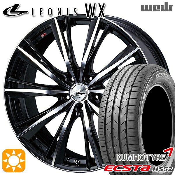 【取付対象】C-HR カローラクロス 215/60R17 100V XL クムホ エクスタ HS52 Weds レオニス WX BKMC (ブラック ミラーカット) 17インチ 7.0J 5H114.3 サマータイヤホイールセット