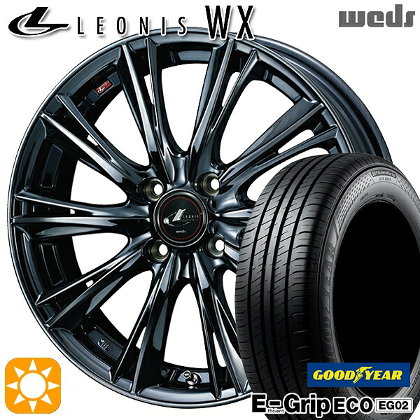 【取付対象】アクア クロスビー 185/55R16 83V グッドイヤー エフィシェントグリップ EG02 Weds レオニス WX BMC1（ブラックメタルコート ワン） 16インチ 6.0J 4H100 サマータイヤホイールセット