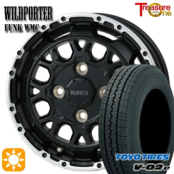 【取付対象】軽トラ 145/80R12 80/78N トーヨー V02E V-02E トレジャーワン ワイルドポーター ファンク WMC MB/RP 12インチ 4.0J 4H100 サマータイヤホイールセット