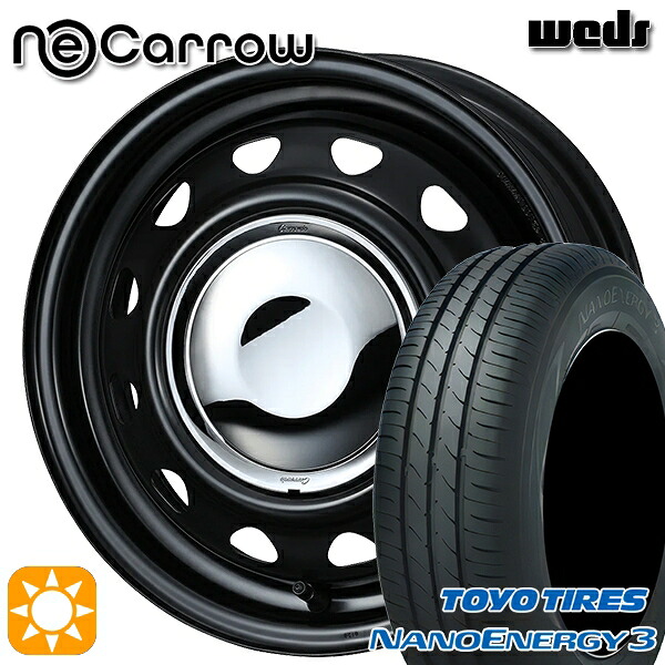 【取付対象】165/60R14 75H トーヨー ナノエナジー3 Weds ネオキャロ セミマットブラック/クロームキャップ 14インチ 4.5J 4H100 +45 サマータイヤホイールセット ｜格安タイヤホイールジャストパーツ