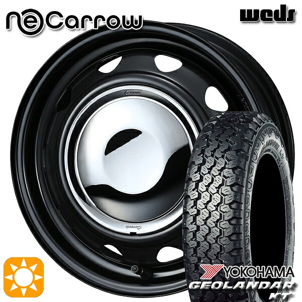 【取付対象】145/80R12 80/78N (145R12 6PR 相当) ヨコハマ ジオランダーKT Y828C Weds ネオキャロ セミマットブラック/クロームキャップ 12インチ 3.5J 4H100 +34 サマータイヤホイールセット