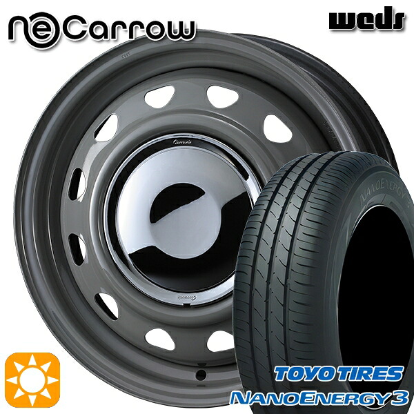 【取付対象】エブリィワゴン 165/60R14 75H トーヨー ナノエナジー3 Weds ウェッズ ネオキャロ グレー/クロームキャップ 14インチ 4.5J 4H100 +45 サマータイヤホイールセット