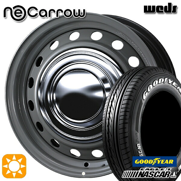 【取付対象】200系ハイエース 195/80R15 107/105N グッドイヤー ナスカープラス Weds ウェッズ ネオキャロ グレー/クロームキャップ 15インチ 6.0J 6H139.7 +35 サマータイヤホイールセット