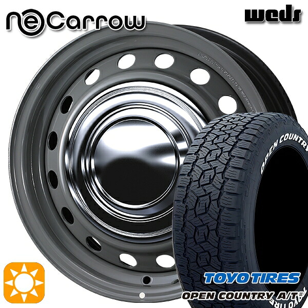 【取付対象】200系ハイエース 195/80R15 107/105N LT トーヨー オープンカントリーA/T3 ホワイトレター Weds ウェッズ ネオキャロ グレー/クロームキャップ 15インチ 6.0J 6H139.7 +35 サマータイヤホイールセット 61,160円