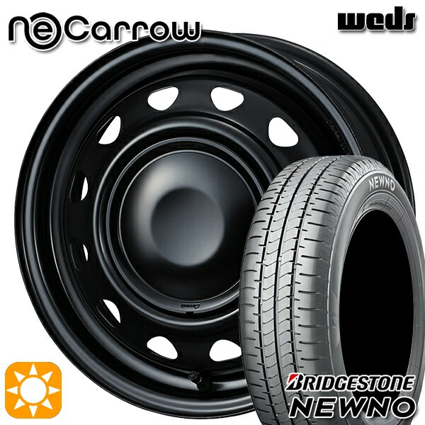 【取付対象】165/65R14 79S ブリヂストン ニューノ Weds ネオキャロ セミマットブラック/セミマットブラックキャップ 14インチ 4.5J 4H100 +45 サマータイヤホイールセット