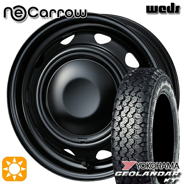 【取付対象】145/80R12 80/78N (145R12 6PR 相当) ヨコハマ ジオランダーKT Y828C Weds ネオキャロ セミマットブラック/セミマットブラックキャップ 12インチ 3.5J 4H100 +34 サマータイヤホイールセット