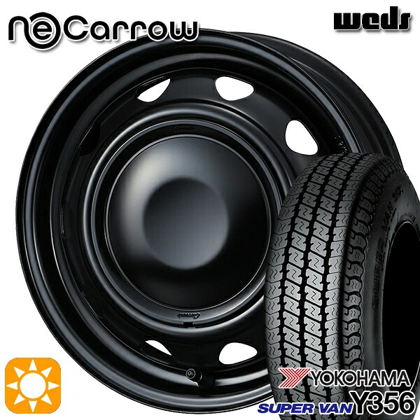 【取付対象】145/80R12 80/78N (145R12 6PR 相当) ヨコハマ スーパーバン Y356 Weds ネオキャロ セミマットブラック/セミマットブラックキャップ 12インチ 3.5J 4H100 +34 サマータイヤホイールセット