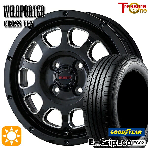 【取付対象】アクア クロスビー 185/55R16 83V グッドイヤー エフィシェントグリップ EG02 トレジャーワン ワイルドポーター クロステン ブラックサイドミーリング 16インチ 6.0J 4H100 サマータイヤホイールセット ｜格安タイヤホイールジャストパーツ