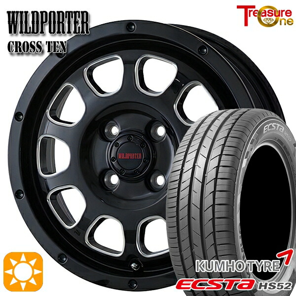 【取付対象】マツダ2 ノート 195/55R16 87V クムホ エクスタ HS52 トレジャーワン ワイルドポーター クロステン BK/SM 16インチ 6.0J 4H100 サマータイヤホイールセット |格安タイヤホイールジャストパーツ