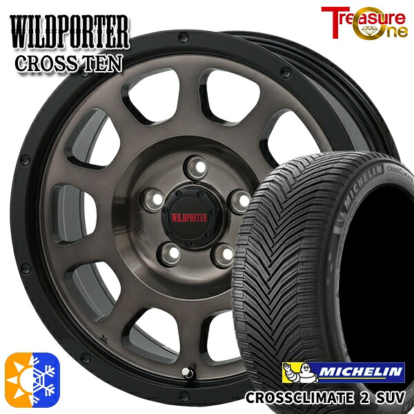225/65R17 106V XL ミシュラン クロスクライメート2 SUV トレジャーワン ワイルトポーター クロス10 ブラックポリッシュ/ブラッククリア 17インチ 7.5J 5H114.3 オールシーズンタイヤホイールセット