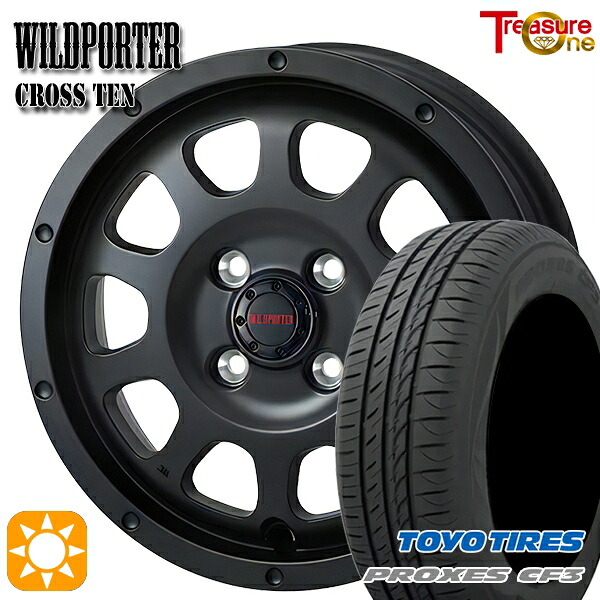 【取付対象】165/60R14 75H トーヨー プロクセス CF3 トレジャーワン ワイルドポーター クロステン マットブラック 14インチ 4.5J 4H100 サマータイヤホイールセット ｜格安タイヤホイールジャストパーツ