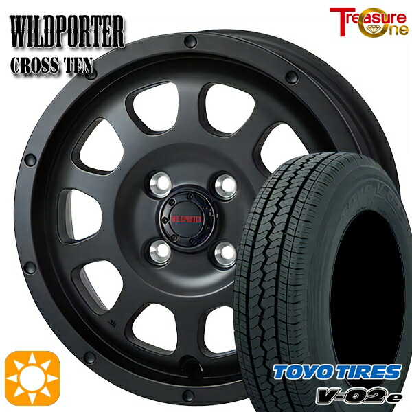 【取付対象】軽トラ 145/80R12 80/78N トーヨー V02E V-02E トレジャーワン ワイルドポーター クロステン マットブラック 12インチ 4.0J 4H100 サマータイヤホイールセット