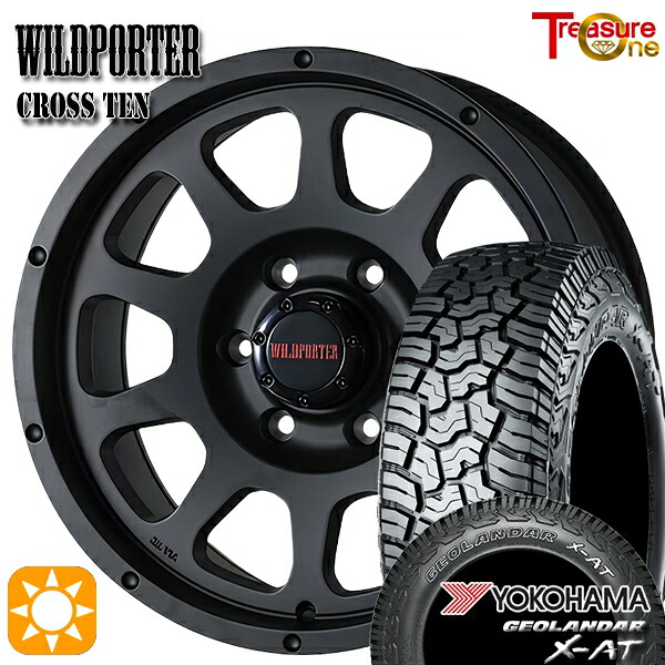 【取付対象】200系ハイエース 215/65R16 109/107Q ヨコハマ ジオランダー X-AT G016 OWL トレジャーワン ワイルドポーター クロステン マットブラック 16インチ 6.5J 6H139.7 サマータイヤホイールセット