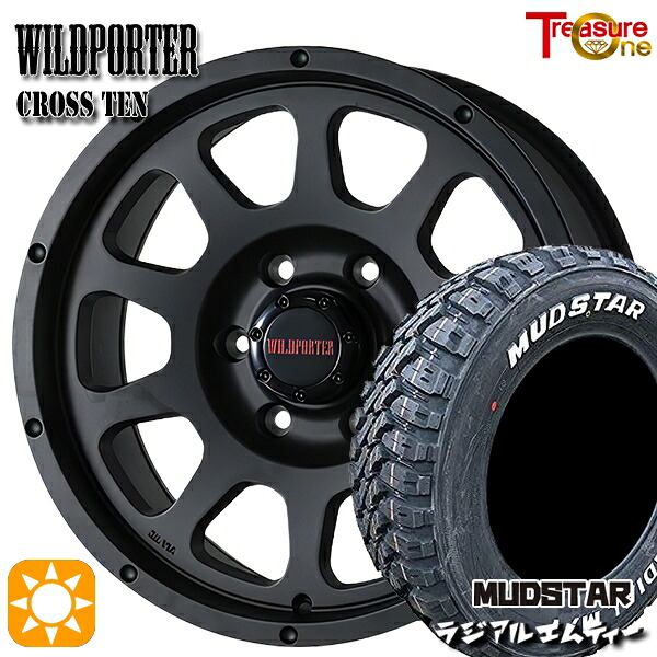 【取付対象】215/65R16 109/107R マッドスター ラジアル M/T ホワイトレター トレジャーワン ワイルドポーター クロステン マットブラック 16インチ 6.5J 6H139.7 サマータイヤホイールセット