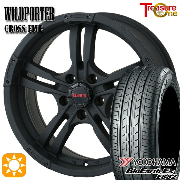 【取付対象】C-HR カローラクロス 215/60R17 96H ヨコハマ ブルーアース ES32 トレジャーワン ワイルドポーター クロスファイブ マットブラック 17インチ 7.5J 5H114.3 サマータイヤホイールセット ｜格安タイヤホイールジャストパーツ
