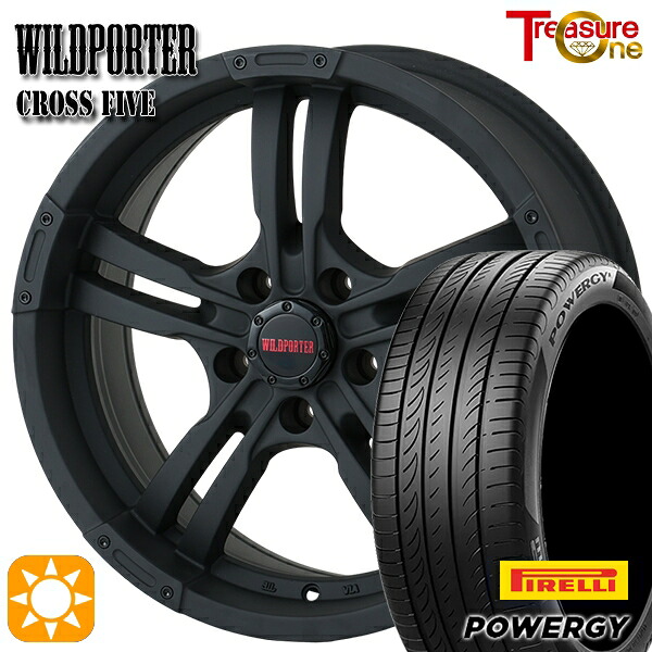 【取付対象】エクストレイル フォレスター 225/60R17 99V ピレリ パワジー トレジャーワン ワイルドポーター クロスファイブ マットブラック 17インチ 7.5J 5H114.3 サマータイヤホイールセット