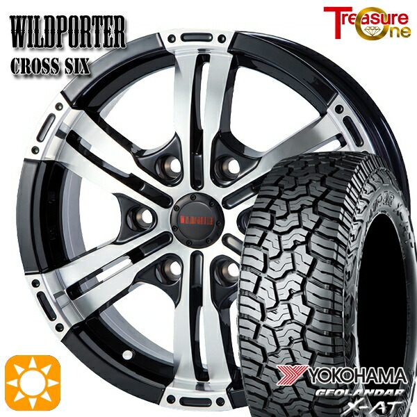 【取付対象】200系ハイエース LT215/70R16 100/97Q ヨコハマ ジオランダー X-AT G016 トレジャーワン ワイルドポーター クロスシックス ブラックポリッシュ 16インチ 6.5J 6H139.7 サマータイヤホイールセット