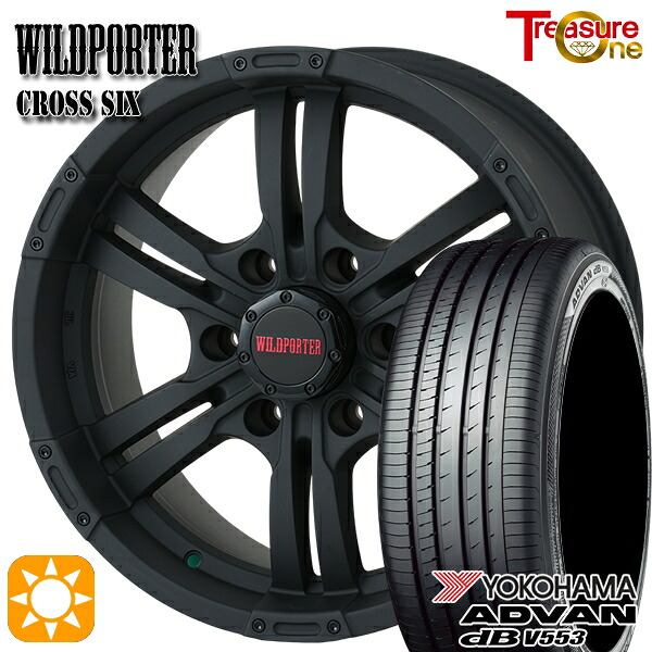 【取付対象】NV350キャラバン 215/60R17 96H ヨコハマ アドバンデシベル V553 トレジャーワン ワイルドポーター クロスシックス マットブラック 17インチ 6.5J 6H139.7 +48 サマータイヤホイールセット