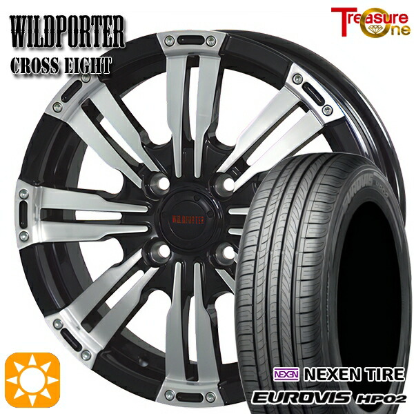 【取付対象】165/65R14 ネクセン ロードストーン ユーロビズ HP02 トレジャーワン ワイルドポーター クロスエイト ブラックポリッシュ 14インチ 4.5J 4H100 サマータイヤホイールセット