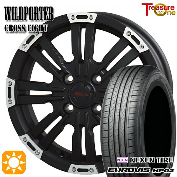 【取付対象】165/65R14 ネクセン ロードストーン ユーロビズ HP02 トレジャーワン ワイルドポーター クロスエイト マットブラックポリッシュ 14インチ 4.5J 4H100 サマータイヤホイールセット