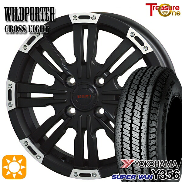 【取付対象】軽トラ 145/80R12 80/78N ヨコハマ スーパーバン Y356 トレジャーワン ワイルドポーター クロスエイト マットブラックポリッシュ 12インチ 4.0J 4H100 サマータイヤホイールセット