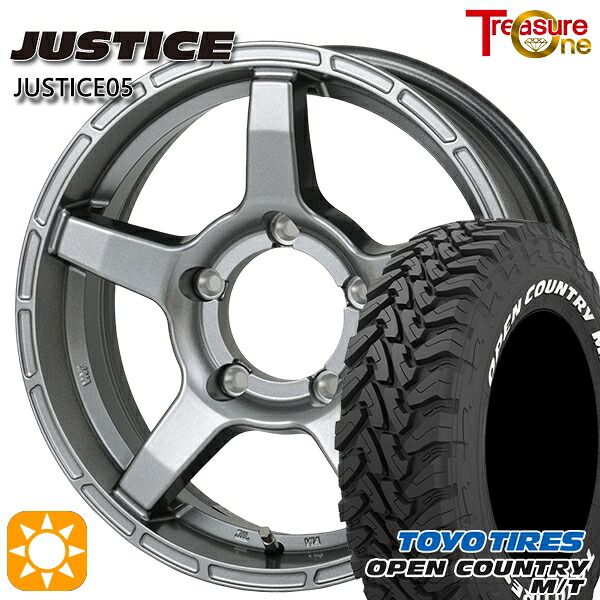【取付対象】[5本セット]ジムニー 225/75R16 103/100Q トーヨー オープンカントリー M/T トレジャーワン ジャスティス05 ダークグレー 16インチ 5.5J 5H139.7 +20 サマータイヤホイールセット