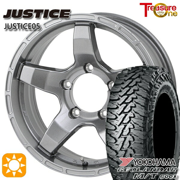 【取付対象】[5本セット]ジムニーシエラ ノマド 185/85R16 105/103N LT ヨコハマ ジオランダー M/T G003 トレジャーワン ジャスティス05 ダークグレー 16インチ 6.0J 5H139.7 -5 サマータイヤホイールセット