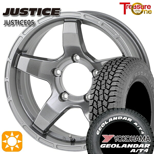 【取付対象】ジムニーシエラ ノマド 185/85R16 105/103N LT ヨコハマ ジオランダー A/T4 ホワイトレター トレジャーワン ジャスティス05 ダークグレー 16インチ 6.0J 5H139.7 -5 サマータイヤホイールセット |格安タイヤホイールジャストパーツ