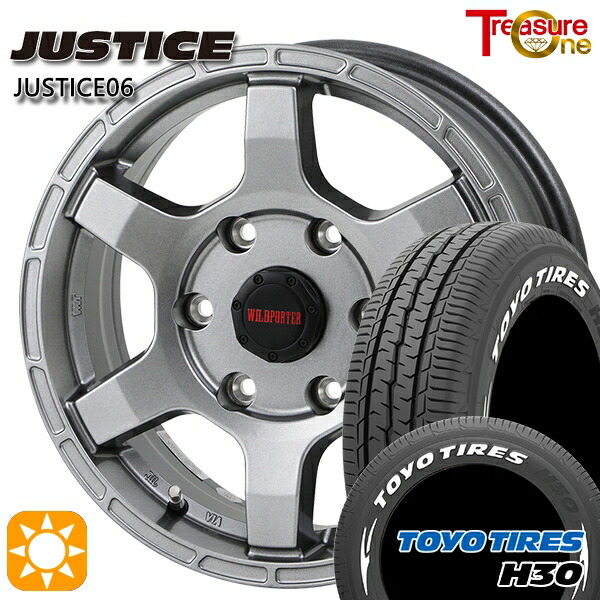 【取付対象】200系ハイエース 215/65R16 109/107R トーヨー H30 ホワイトレター トレジャーワン ジャスティス06 ダークグレー 16インチ 6.5J 6H139.7 +38 サマータイヤホイールセット 68,090円