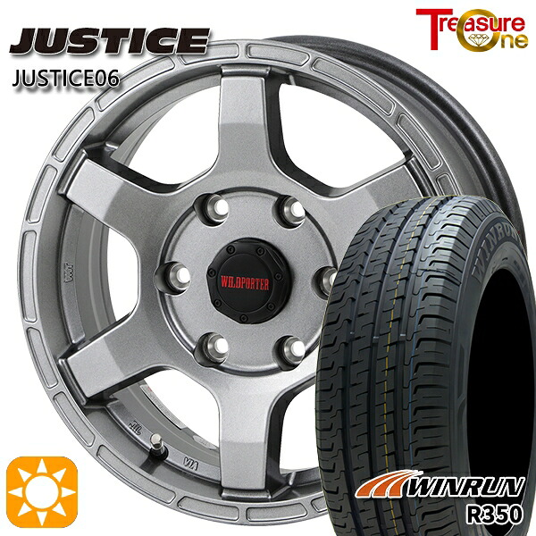 【取付対象】200系ハイエース 215/65R16 109/107T ウィンラン R350 トレジャーワン ジャスティス06 ダークグレー 16インチ 6.5J 6H139.7 +38 サマータイヤホイールセット 56,880円