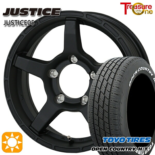 【取付対象】ジムニー 215/70R16 100H トーヨー オープンカントリー H/T2 WL トレジャーワン ジャスティス05 ブラック 16インチ 5.5J 5H139.7 +20 サマータイヤホイールセット