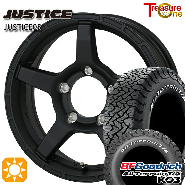 【取付対象】ジムニー 225/70R16 102/99S RWL BFグッドリッチ オールテレーン T/A KO3 トレジャーワン ジャスティス05 ブラック 16インチ 5.5J 5H139.7 +20 サマータイヤホイールセット