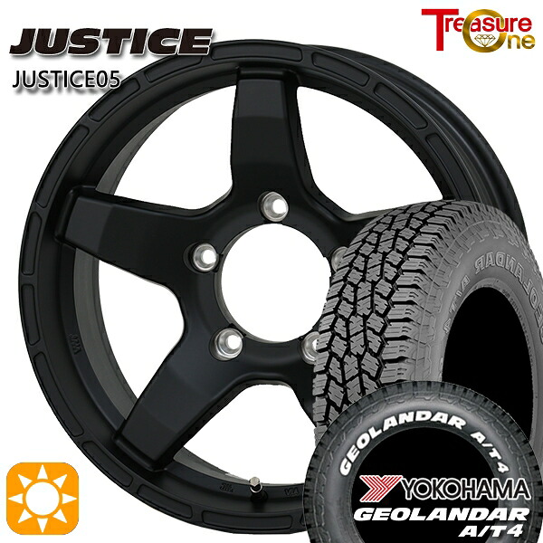 【取付対象】ジムニーシエラ ノマド 185/85R16 105/103N LT ヨコハマ ジオランダー A/T4 ホワイトレター トレジャーワン ジャスティス05 ブラック 16インチ 6.0J 5H139.7 -5 サマータイヤホイールセット |格安タイヤホイールジャストパーツ